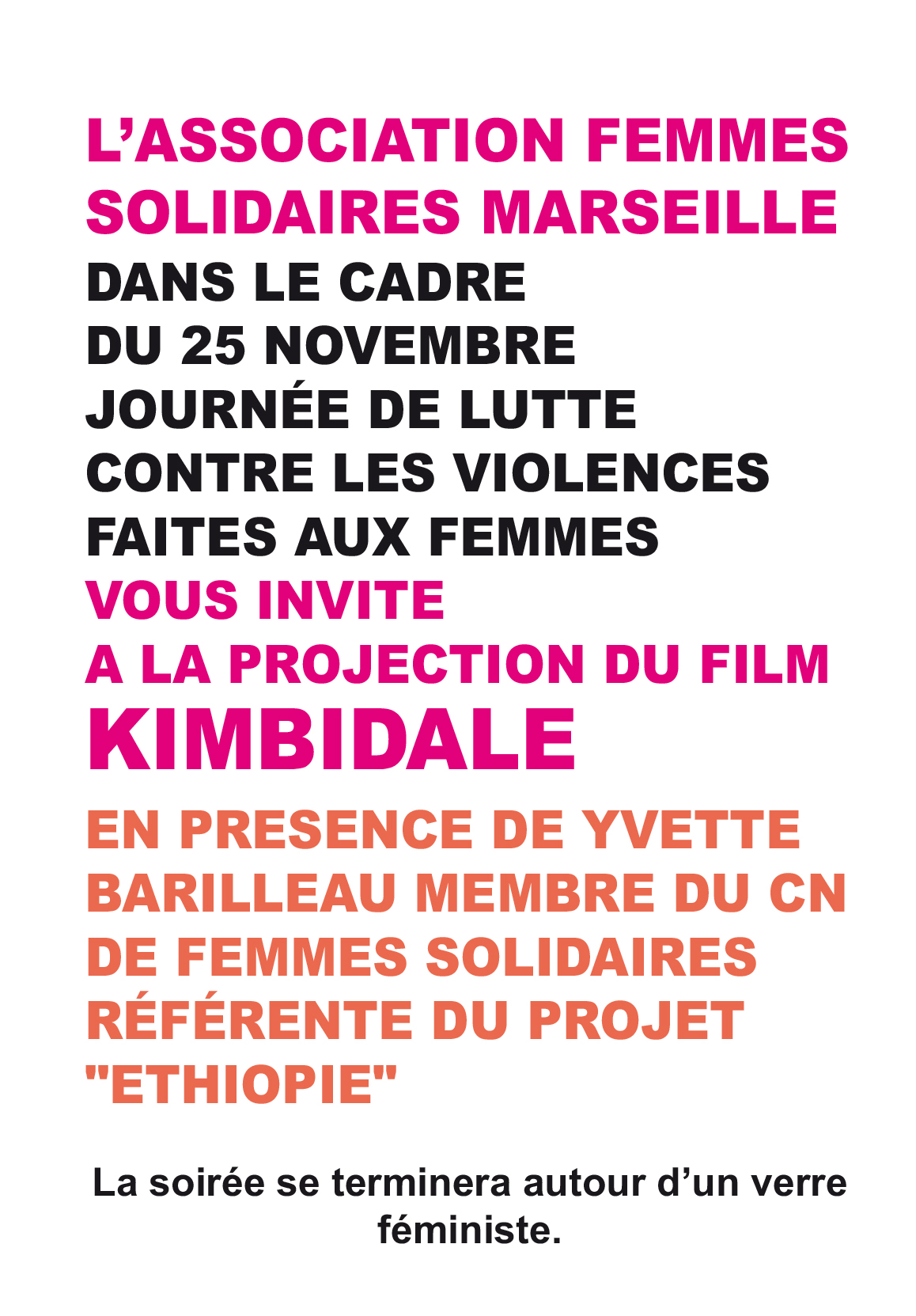 FEMMES SOLIDAIRES vous invite le 25 novembre à 18h00 au  29, bd Longchamp  13001 Marseille