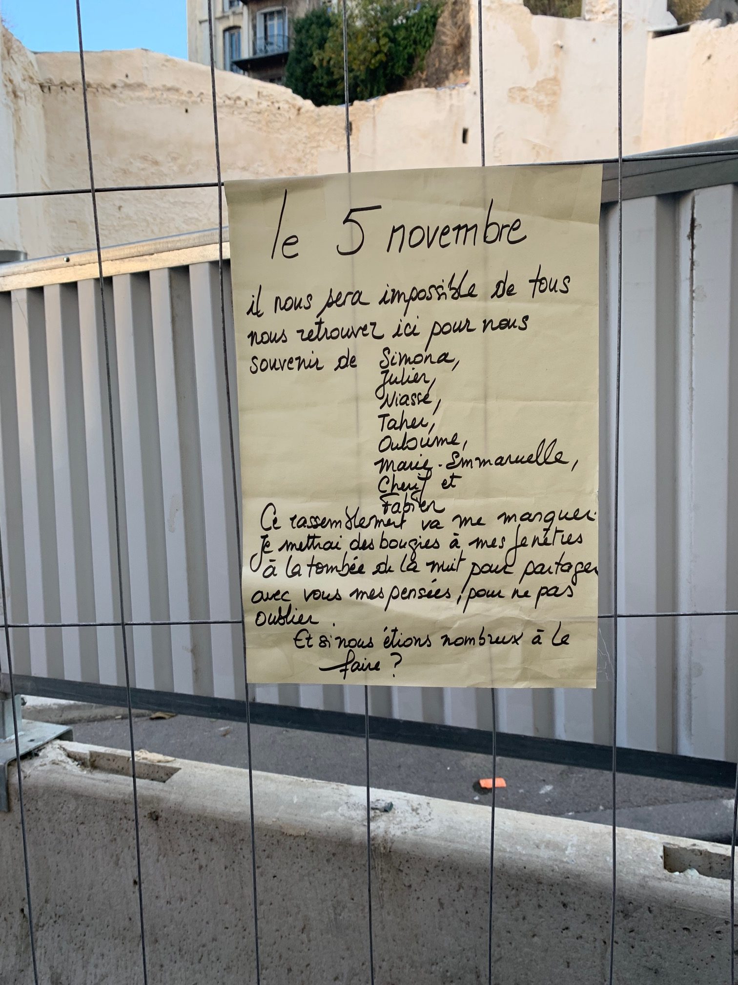 (22) Marseille mandature 2020/2026 : Hommage aux victimes du 5 novembre 2018 – Deux ans après l’émotion est grande – La mobilisation intacte –