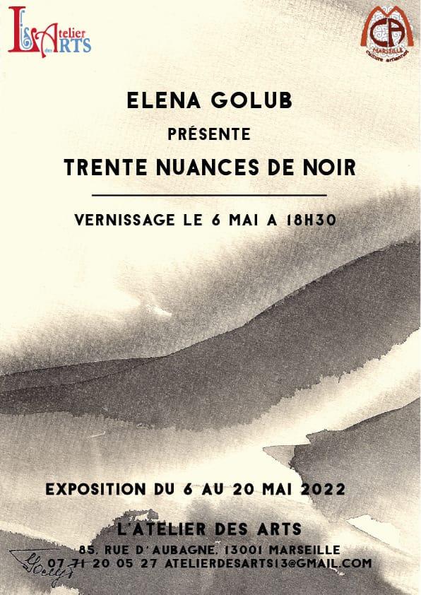 Exposition vendredi 6 mai à l’Atelier des Arts : « Trente nuances de noir » par Elena Golub –